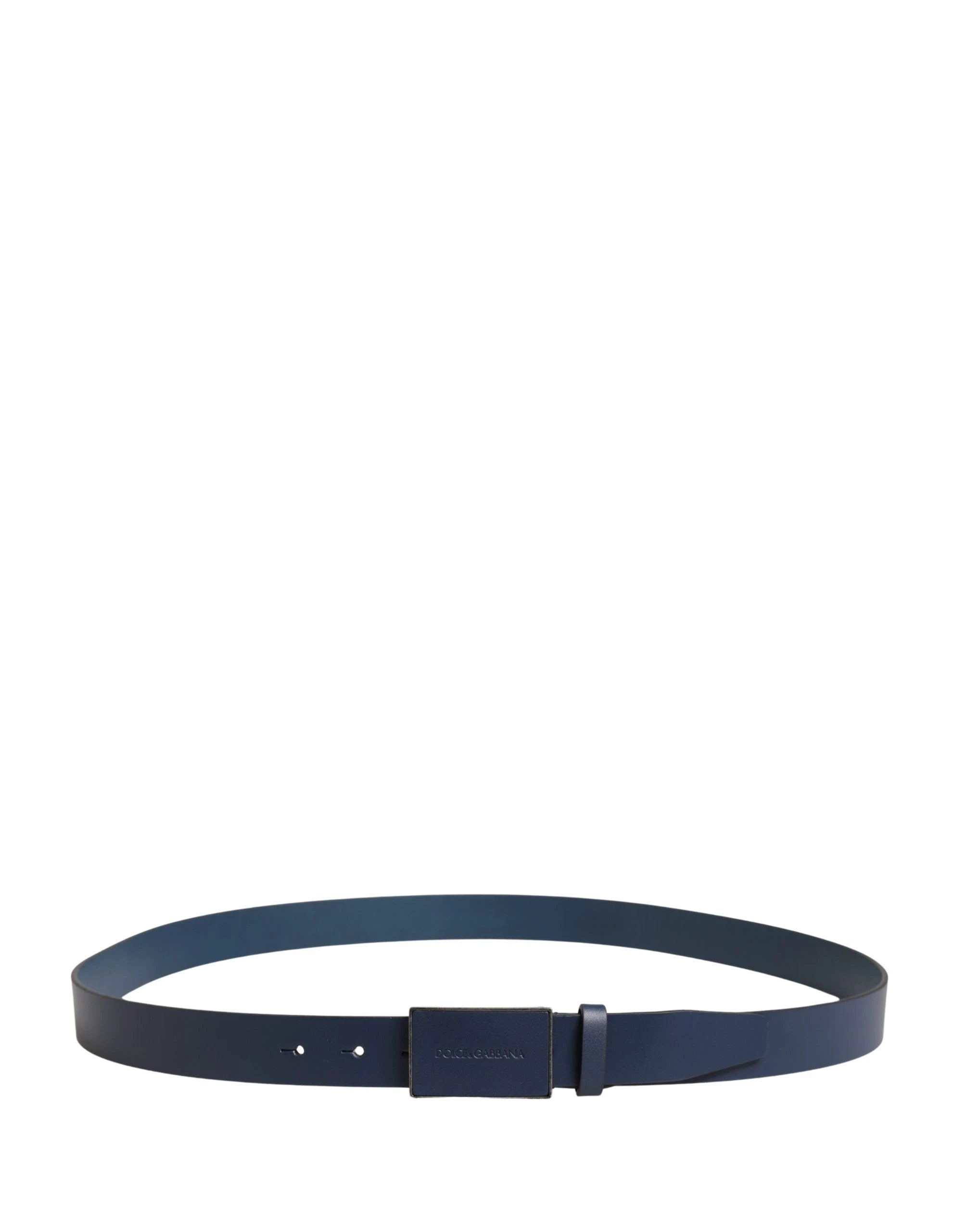 Dolce & Gabbana Men Blue Calf Leather Logo Metal Buckle Belt