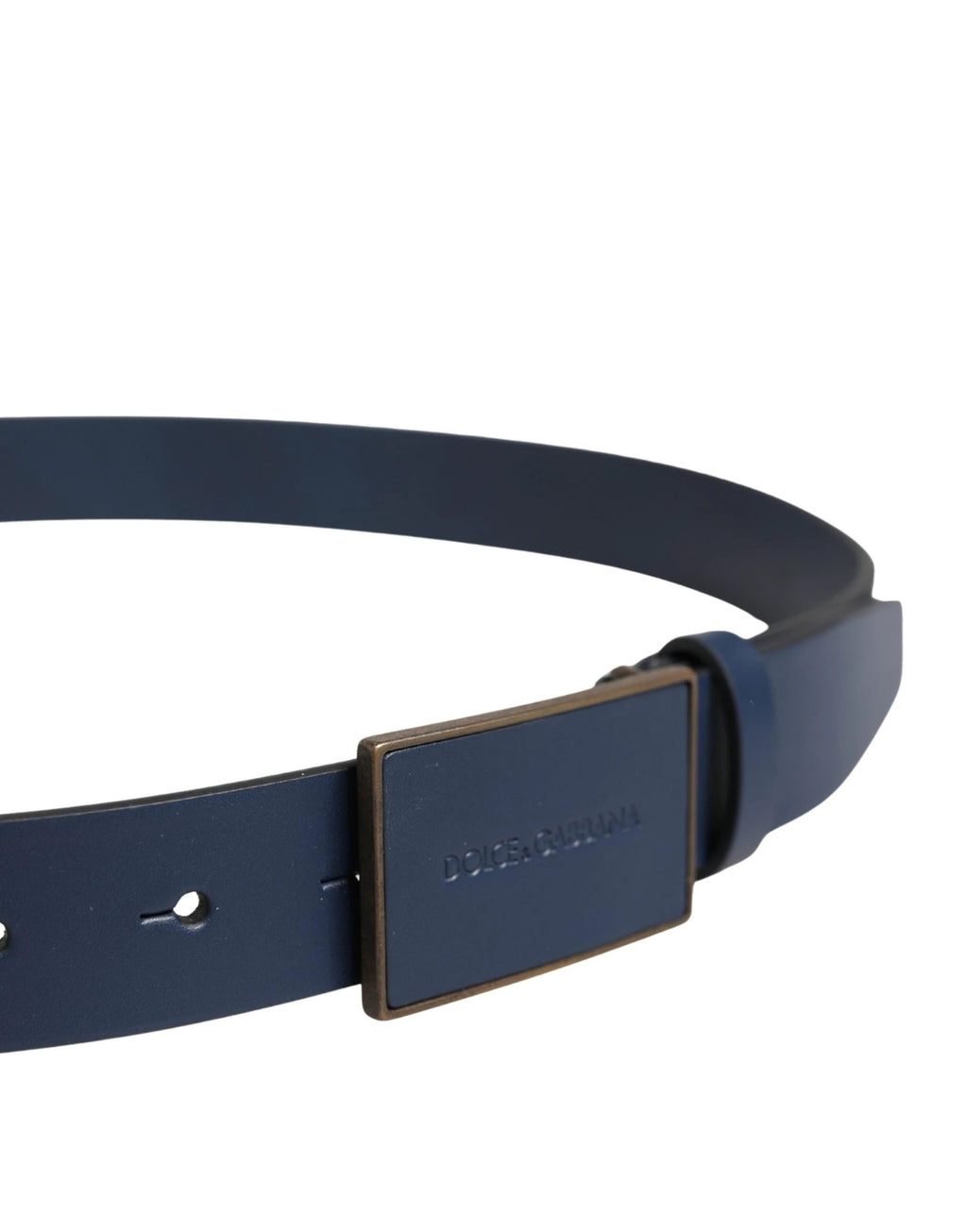 Ceinture Dolce &amp; Gabbana pour homme en cuir de veau bleu avec logo et boucle métallique