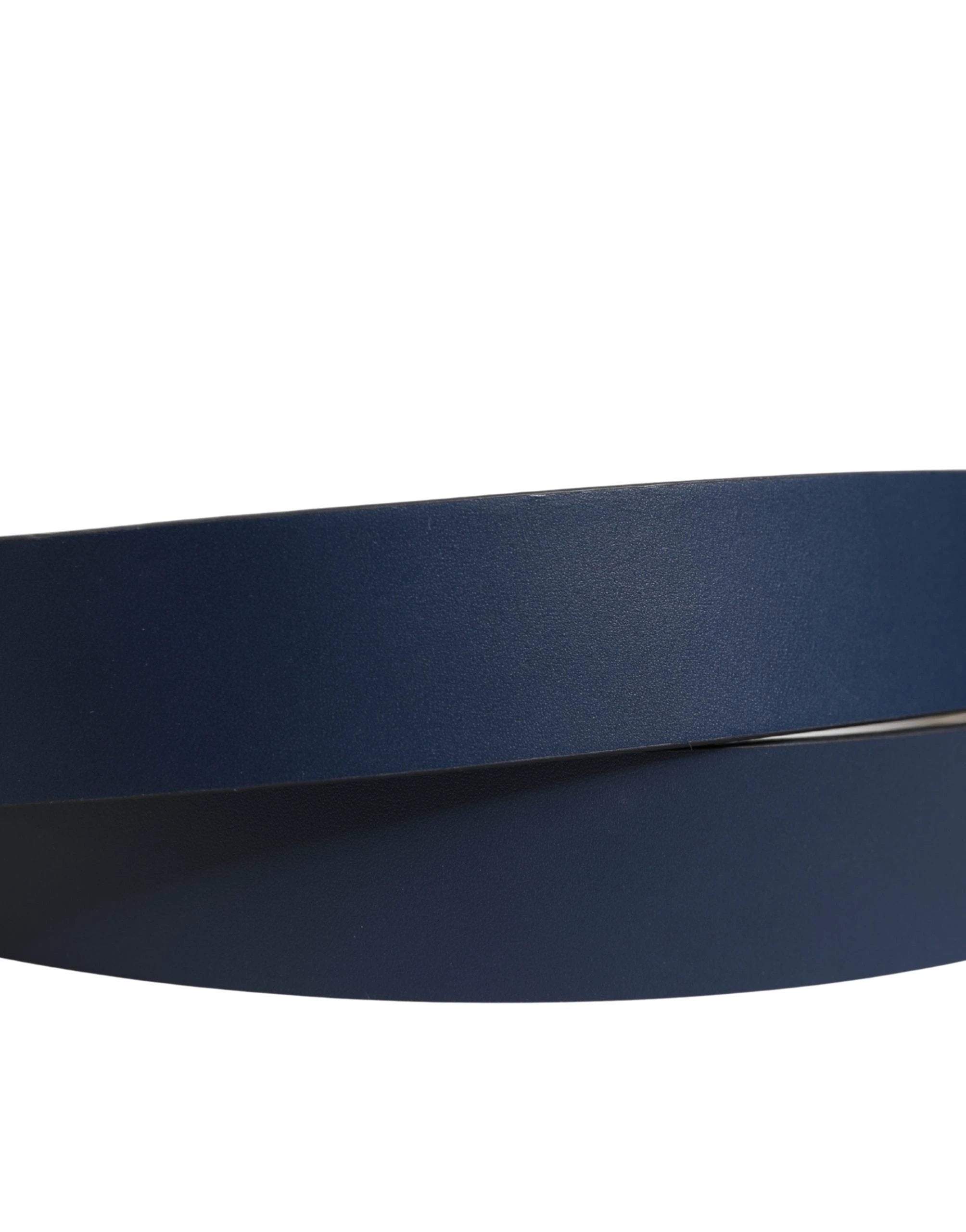 Dolce & Gabbana Men Blue Calf Leather Logo Metal Buckle Belt