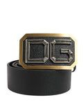 Ceinture Dolce &amp; Gabbana pour homme en cuir noir avec boucle métallique et logo DG