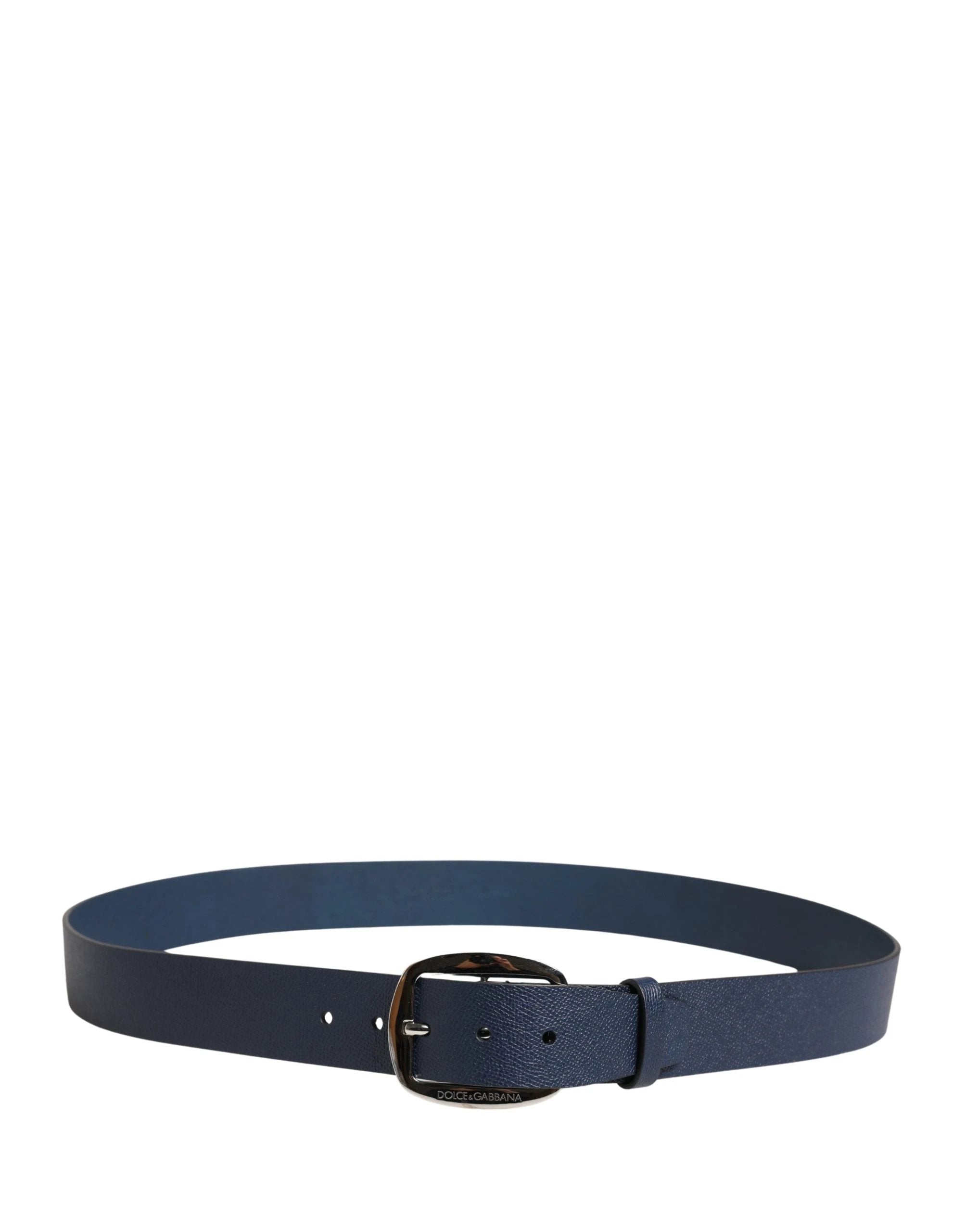Dolce & Gabbana Men Blue Classic Leather Metal Buckle Belt
