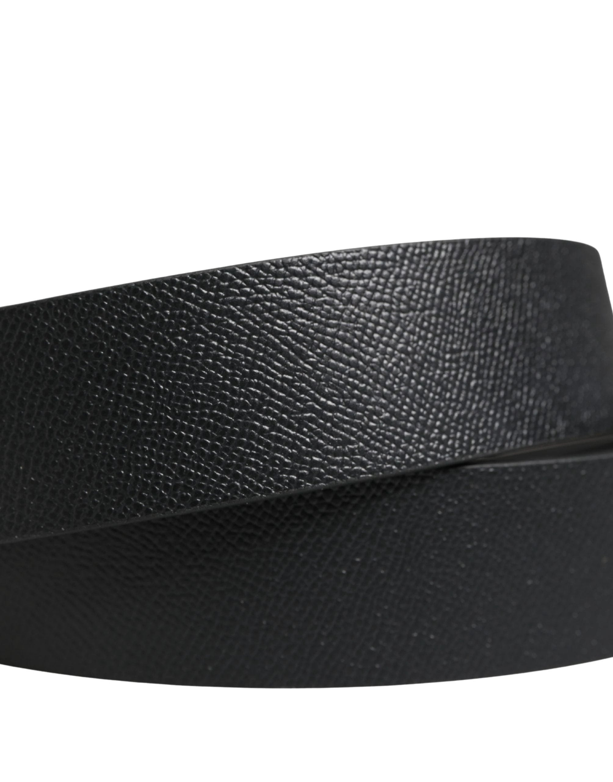 Dolce & Gabbana Men Black Classic Leather Metal Buckle Belt