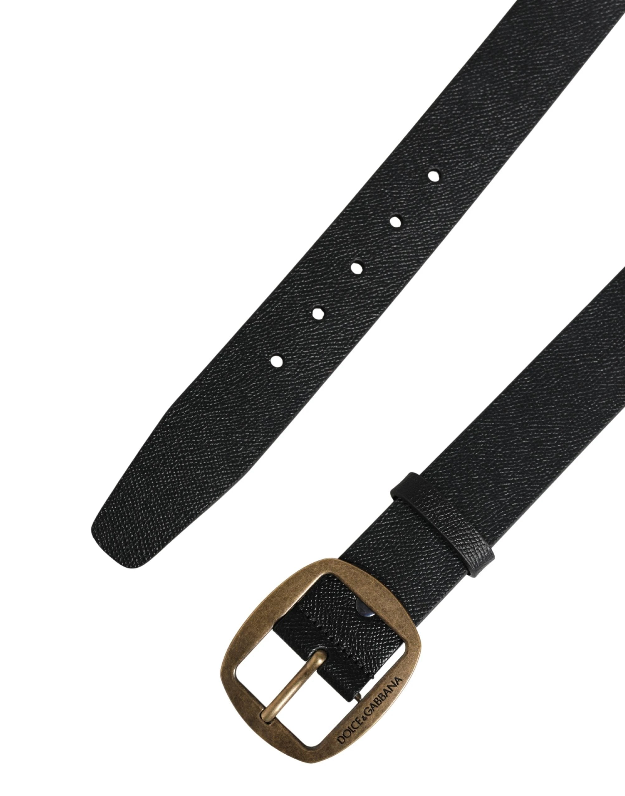 Ceinture Dolce &amp; Gabbana pour homme, en cuir noir classique avec boucle en métal