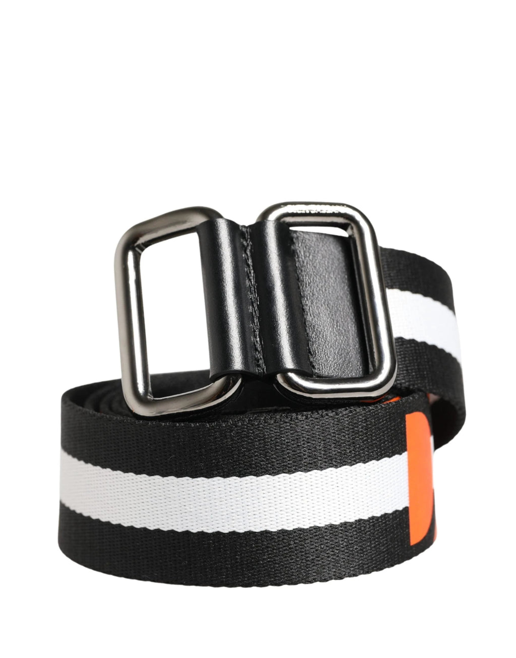 Ceinture Dolce &amp; Gabbana pour homme, en nylon noir et blanc avec logo et boucle métallique