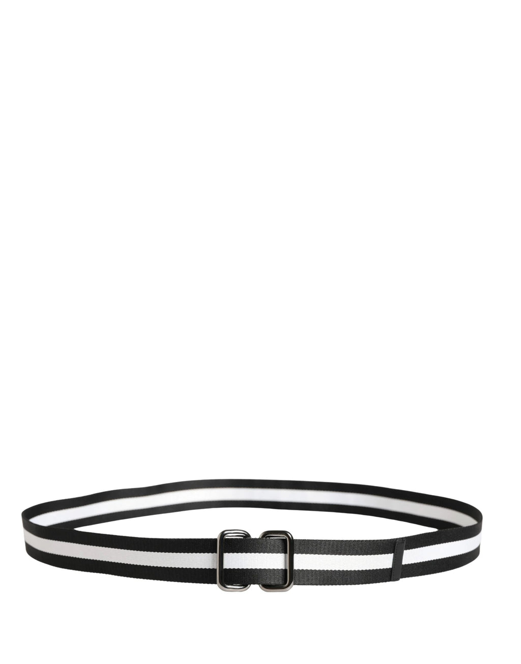 Ceinture Dolce &amp; Gabbana pour homme, en nylon noir et blanc avec logo et boucle métallique