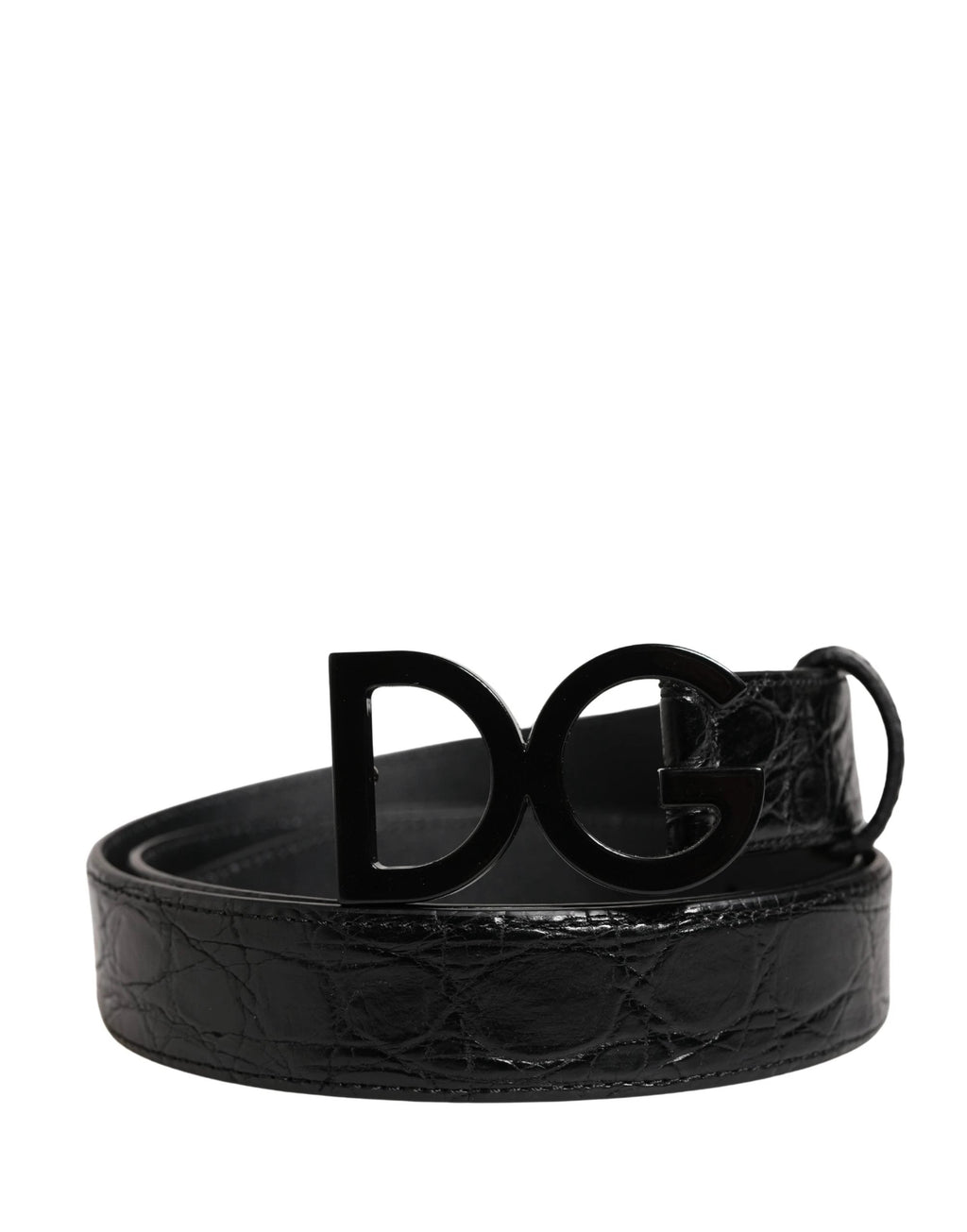 Ceinture Dolce &amp; Gabbana pour homme en cuir exotique noir avec boucle logo