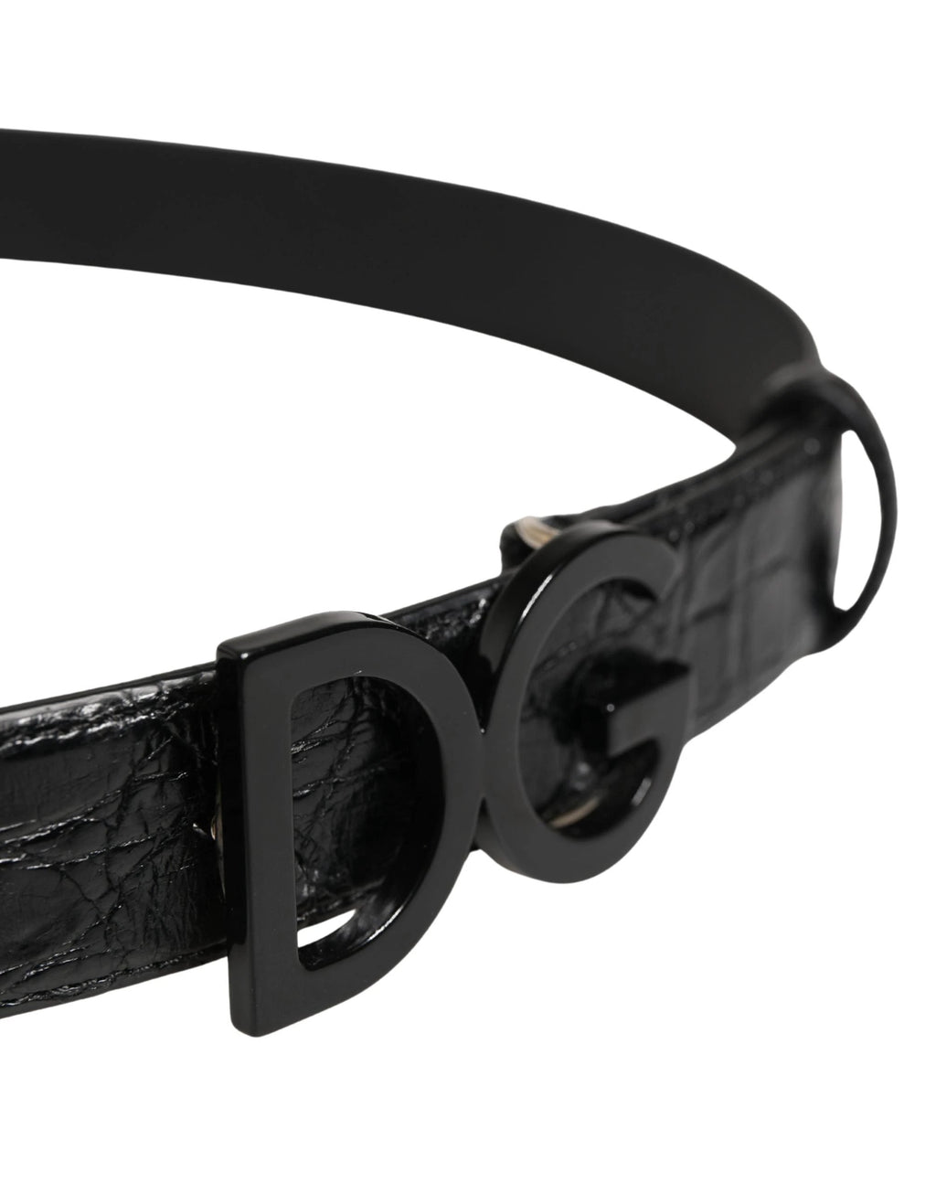 Ceinture Dolce &amp; Gabbana pour homme en cuir exotique noir avec boucle logo