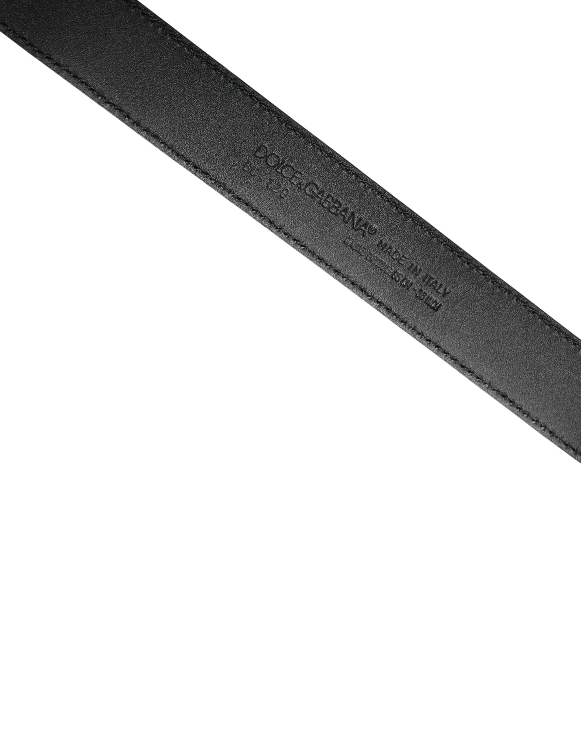 Ceinture Dolce &amp; Gabbana pour homme en cuir exotique noir avec boucle logo