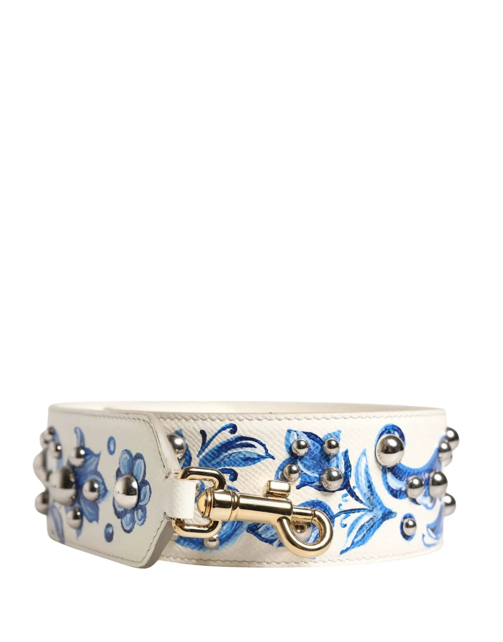 Bandoulière Dolce & Gabbana en cuir clouté blanc et bleu à motif floral