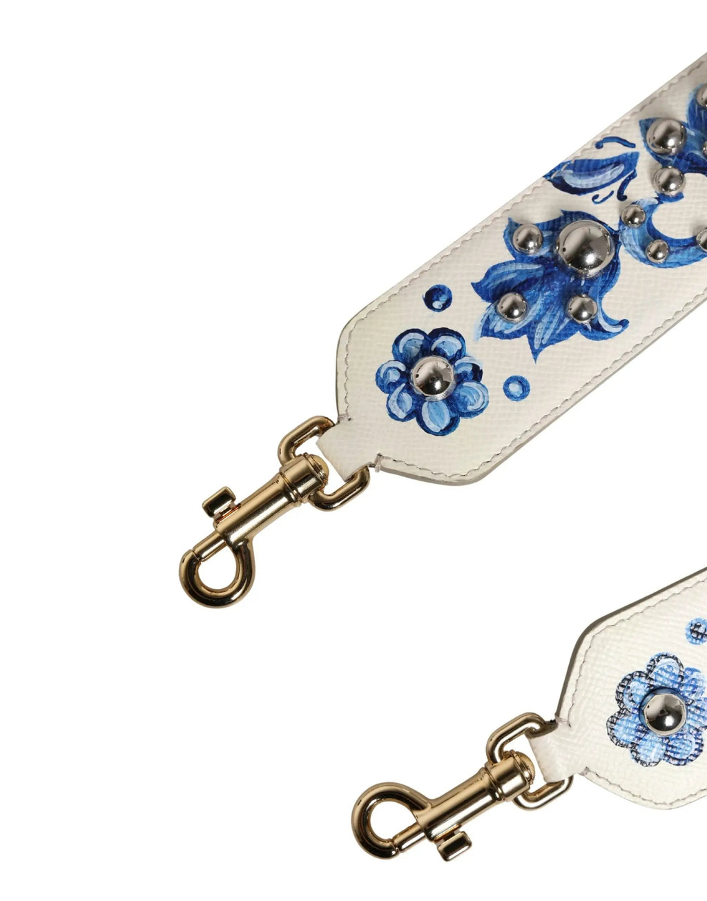 Bandoulière Dolce & Gabbana en cuir clouté blanc et bleu à motif floral