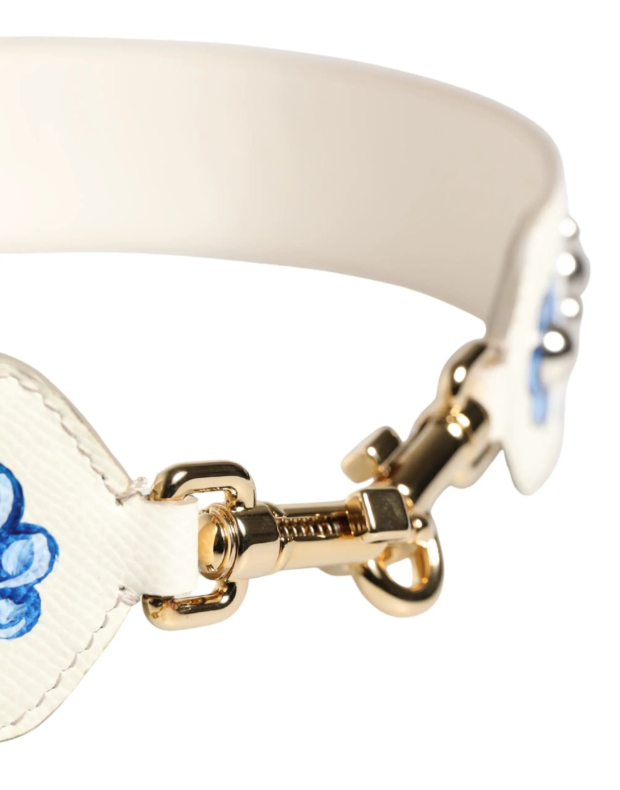 Bandoulière Dolce & Gabbana en cuir clouté blanc et bleu à motif floral