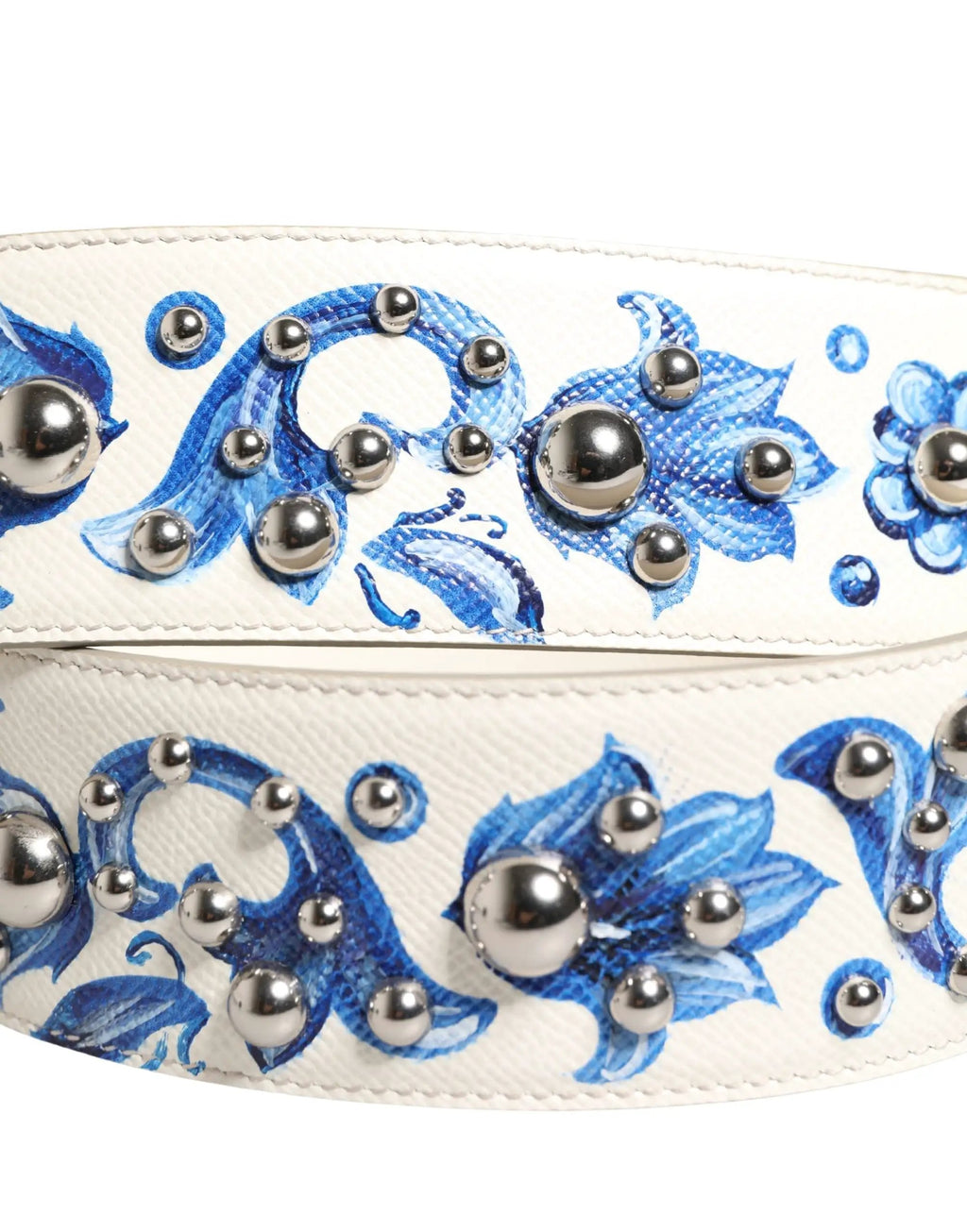 Bandoulière Dolce & Gabbana en cuir clouté blanc et bleu à motif floral
