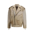 Veste de motard en cuir de buffle beige Golden Goose