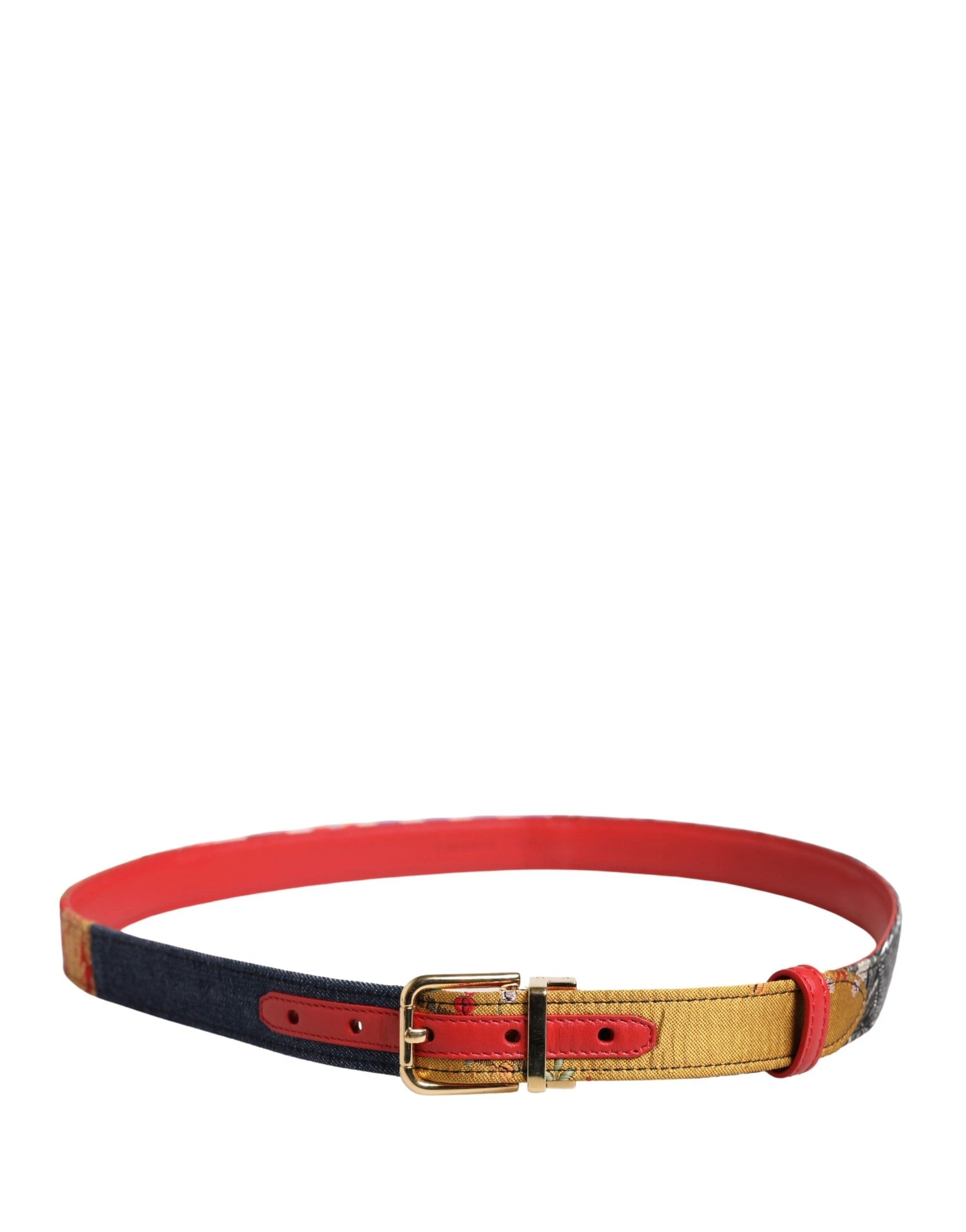Ceinture Dolce &amp; Gabbana multicolore à motif floral jacquard et boucle métallique