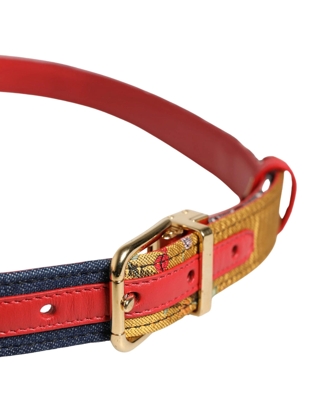 Ceinture Dolce &amp; Gabbana multicolore à motif floral jacquard et boucle métallique