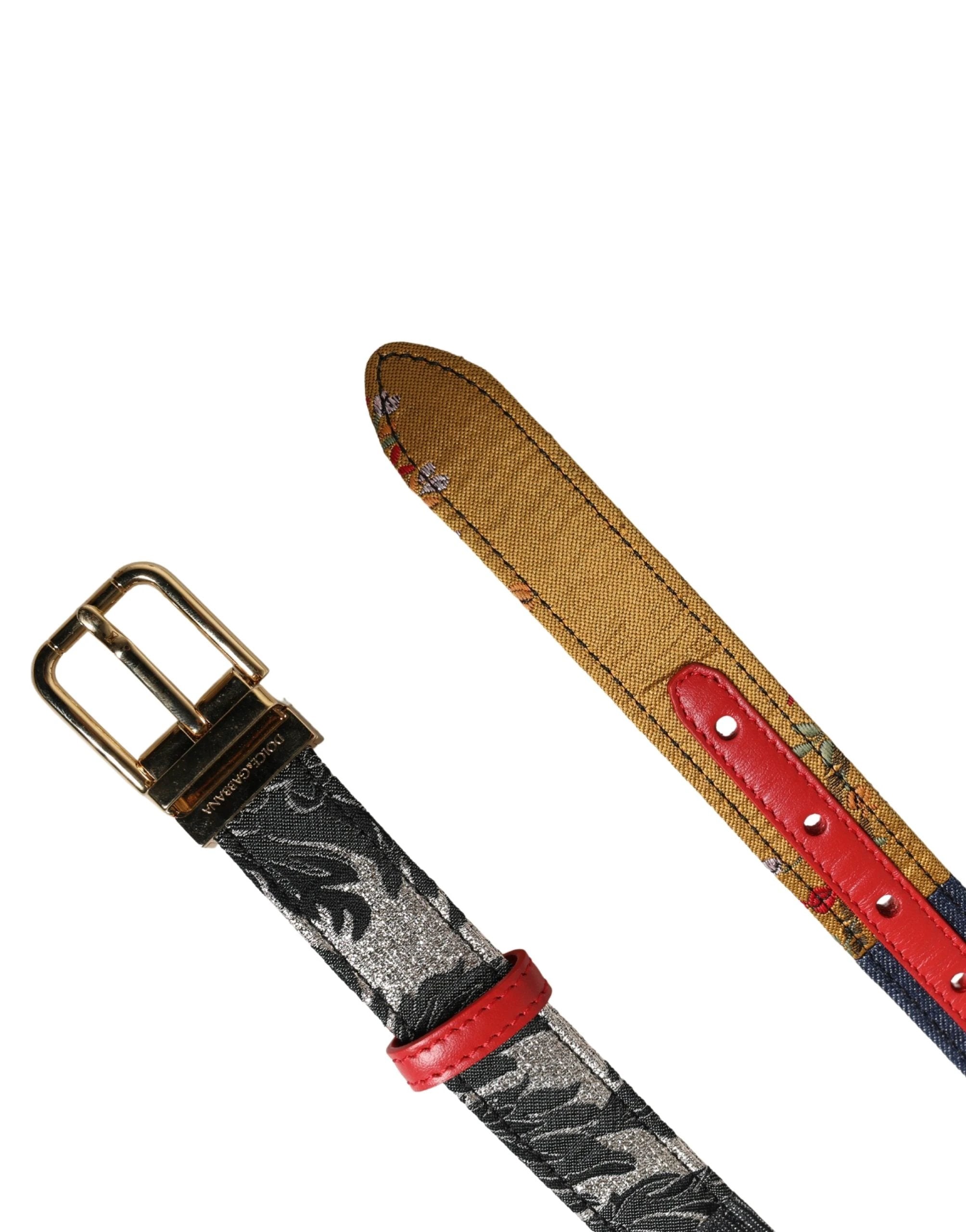 Ceinture Dolce &amp; Gabbana multicolore à motif floral jacquard et boucle métallique
