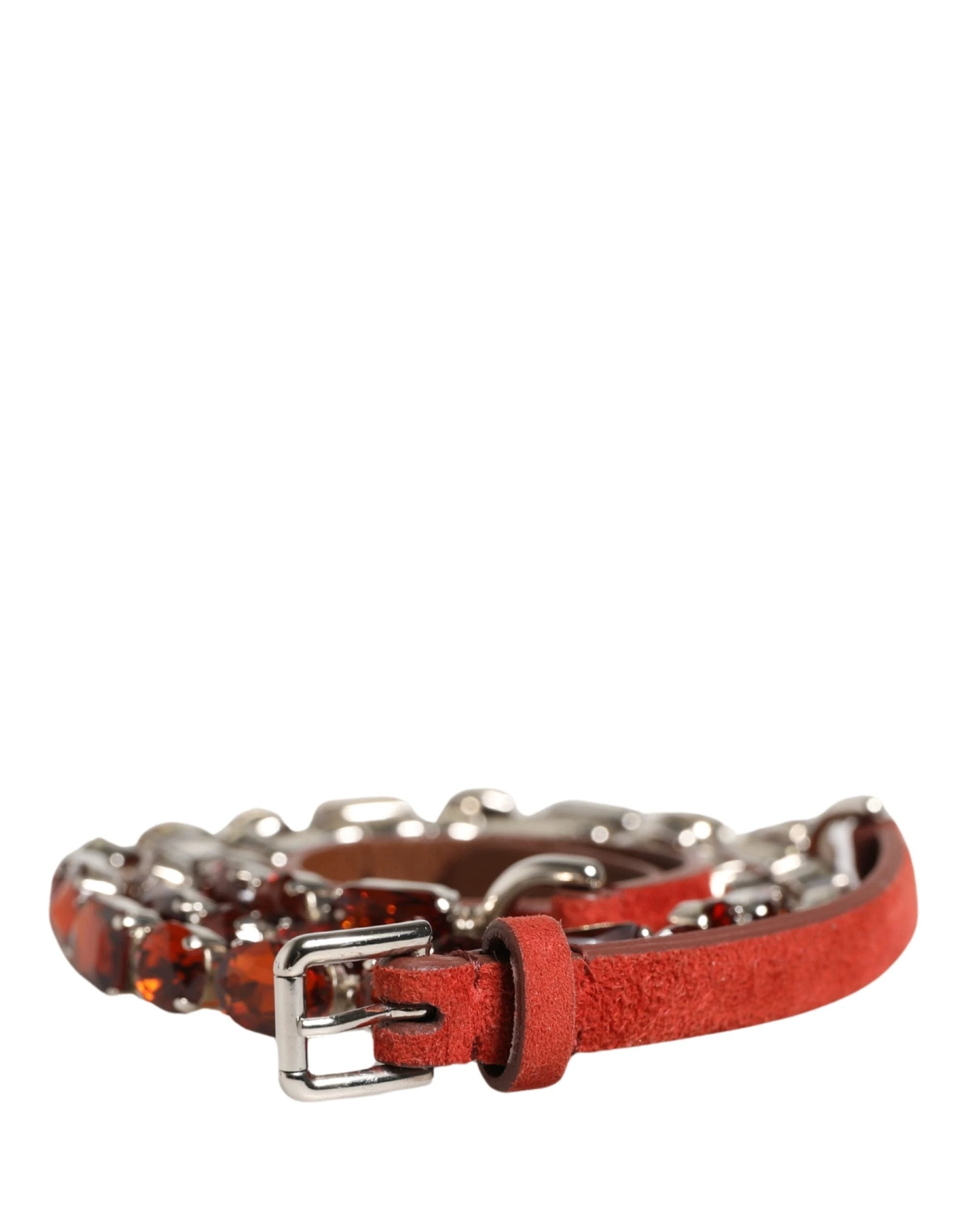 Ceinture Dolce &amp; Gabbana en velours rouge ornée de cristaux et de chaînes