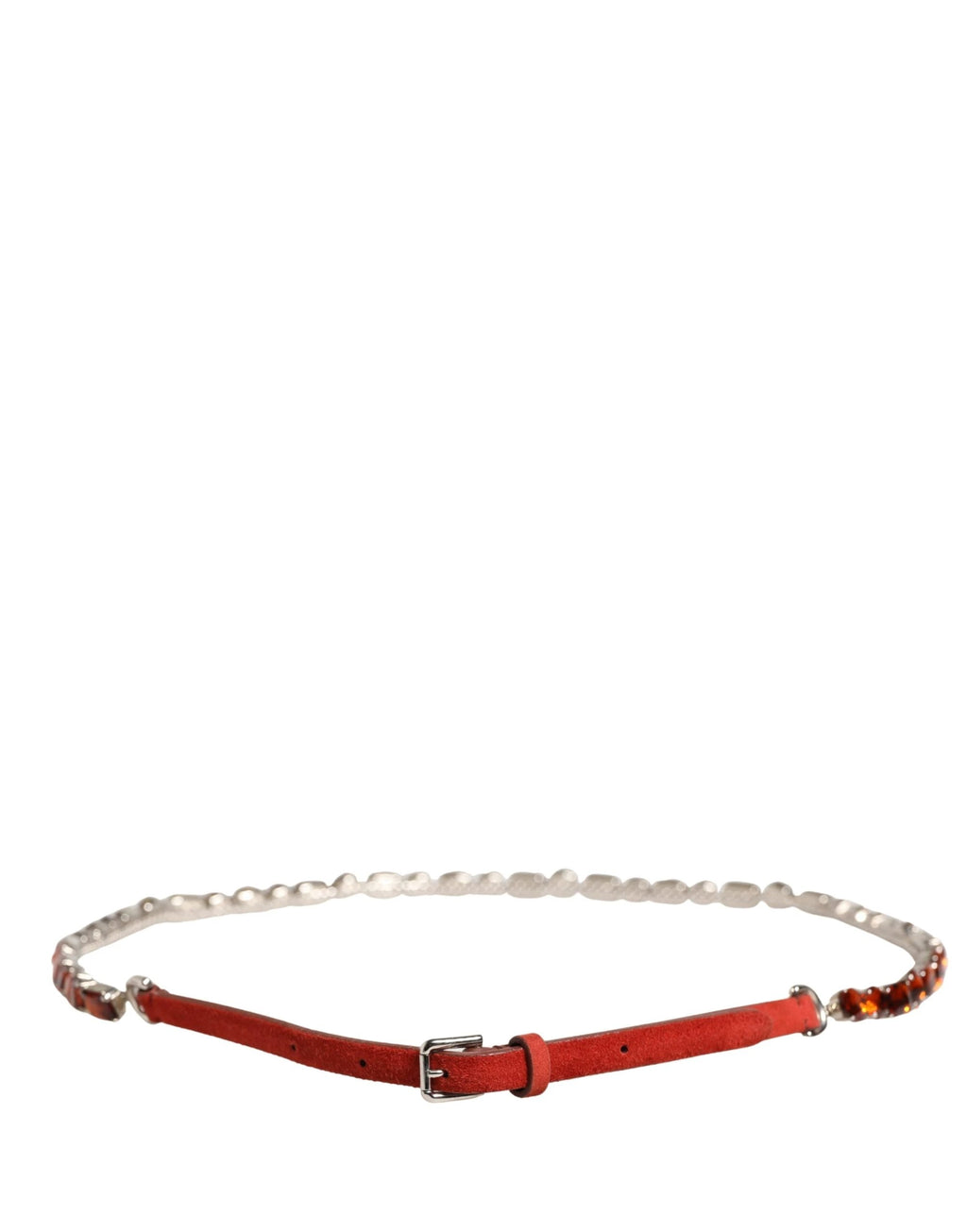 Ceinture Dolce &amp; Gabbana en velours rouge ornée de cristaux et de chaînes