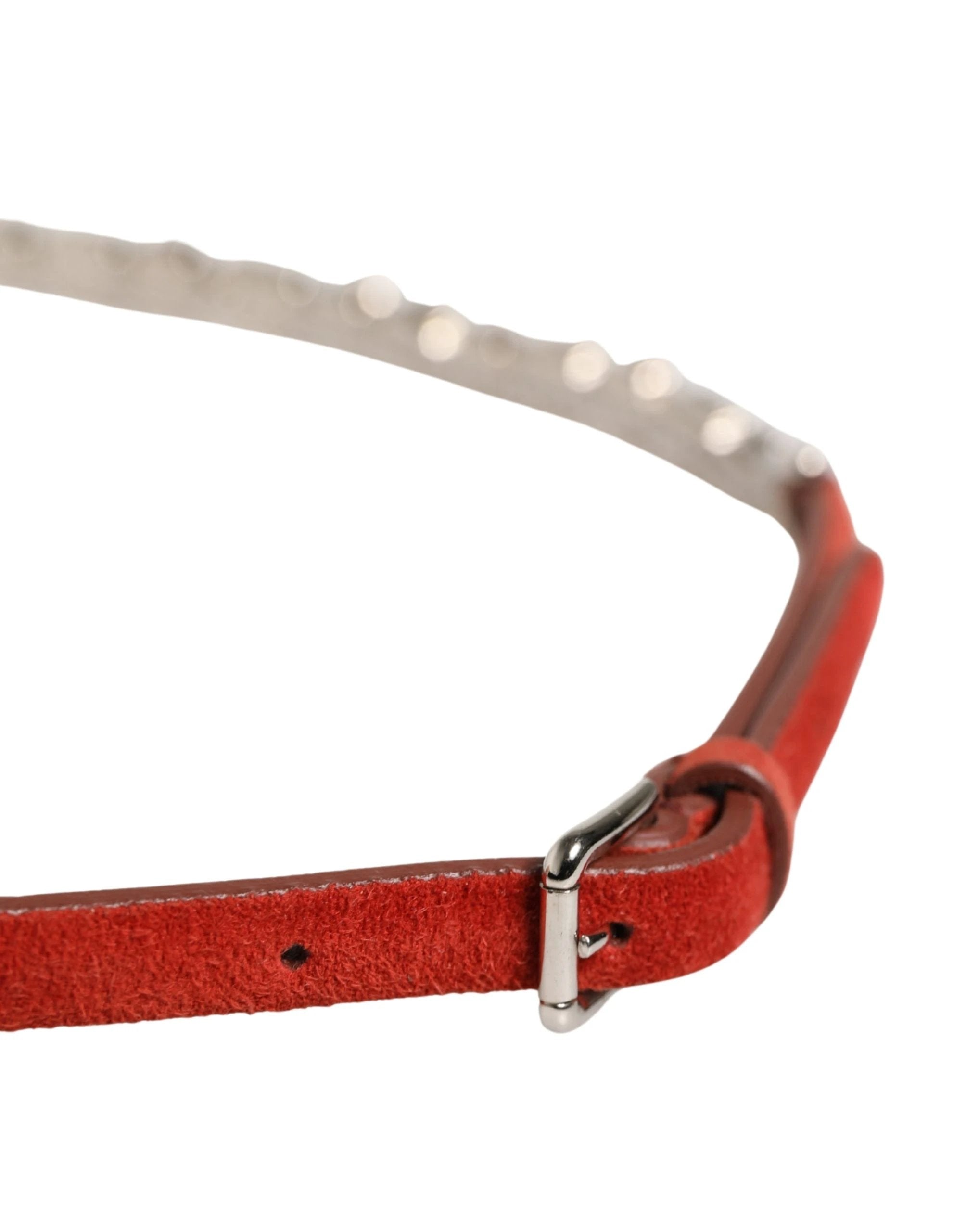 Ceinture Dolce &amp; Gabbana en velours rouge ornée de cristaux et de chaînes