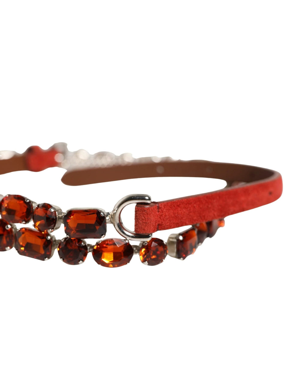 Ceinture Dolce &amp; Gabbana en velours rouge ornée de cristaux et de chaînes