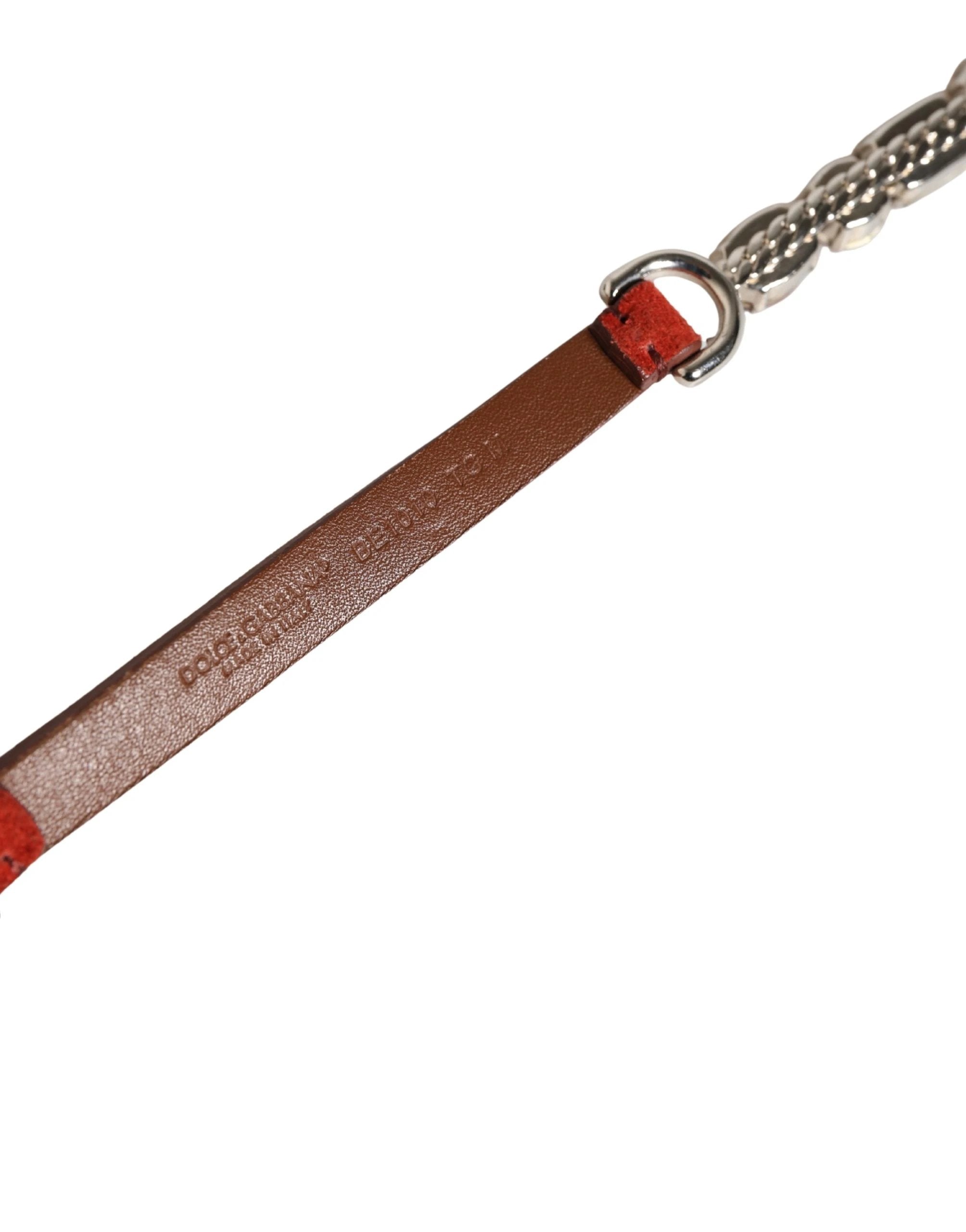 Ceinture Dolce &amp; Gabbana en velours rouge ornée de cristaux et de chaînes