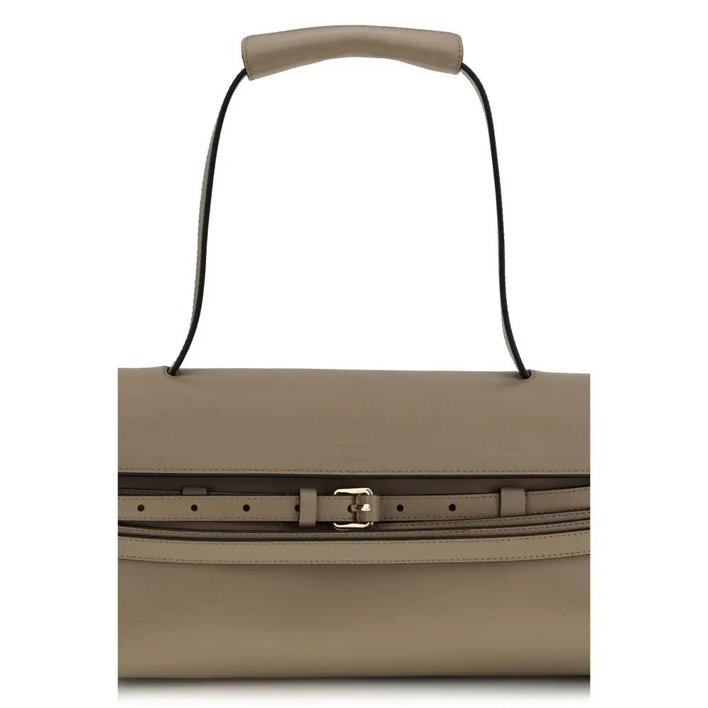 Moschino Beige Calf Leather Bos Taurus Shoulder Bag