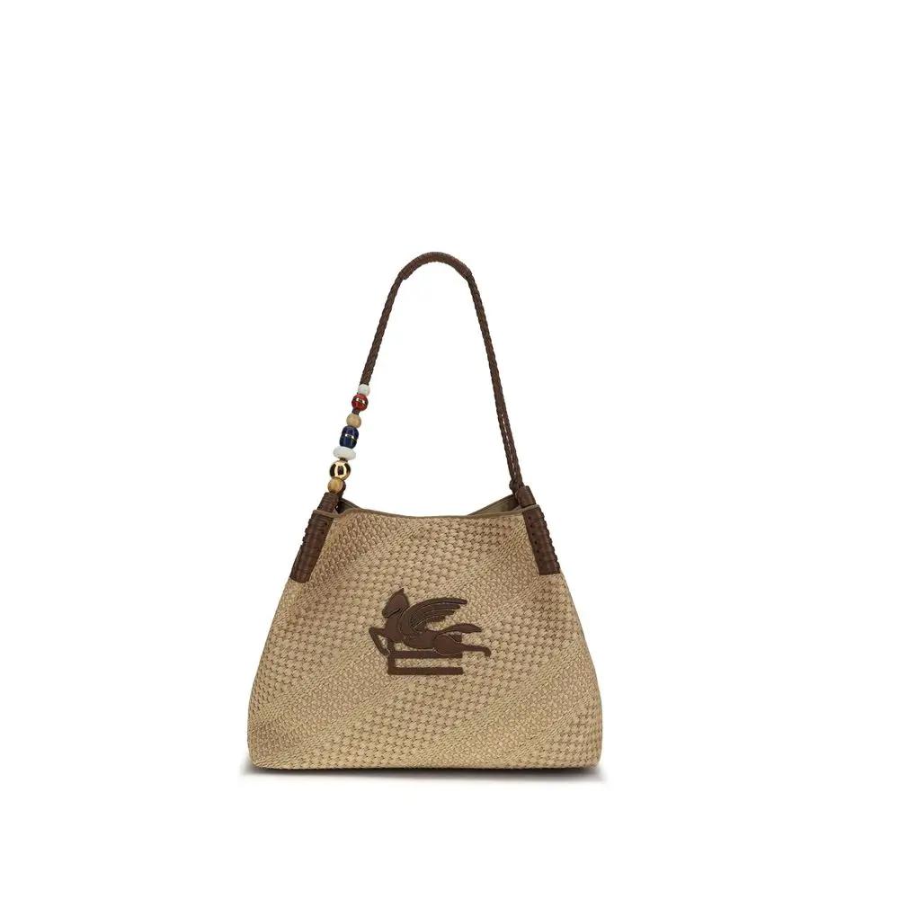 Sac bandoulière Etro beige en raphia