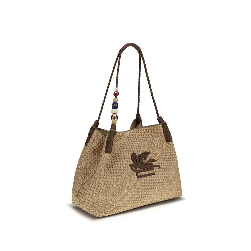 Sac bandoulière Etro beige en raphia