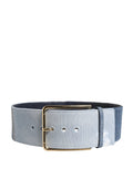 Ceinture Dolce &amp; Gabbana en denim bicolore bleu avec boucle en métal doré
