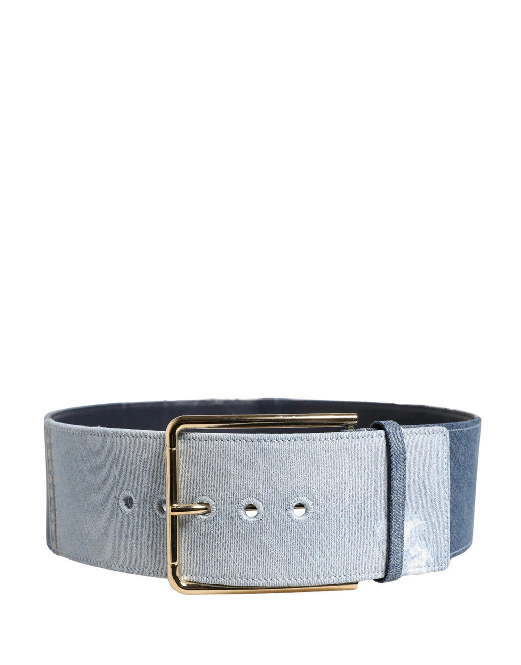 Ceinture Dolce &amp; Gabbana en denim bicolore bleu avec boucle en métal doré