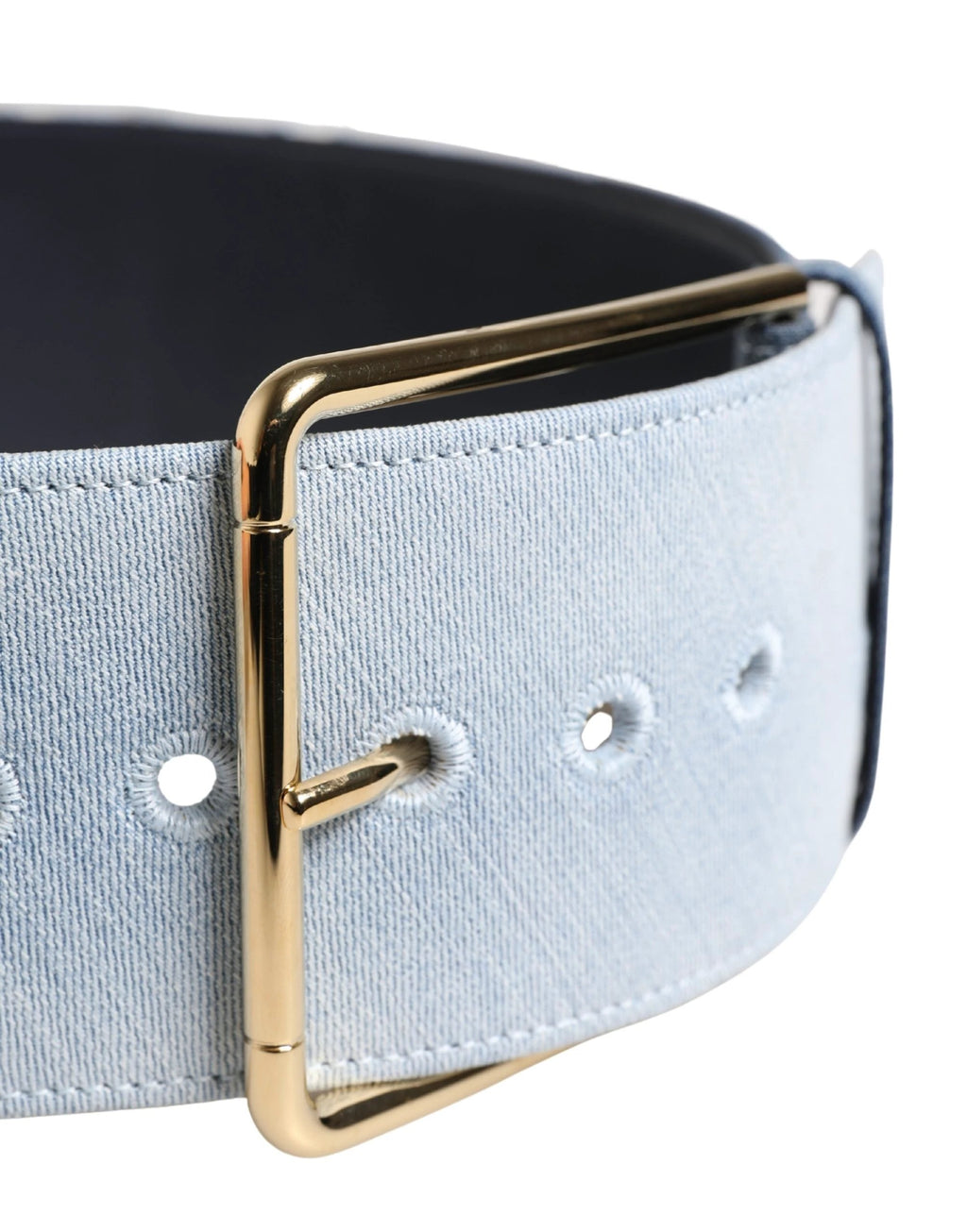 Ceinture Dolce &amp; Gabbana en denim bicolore bleu avec boucle en métal doré
