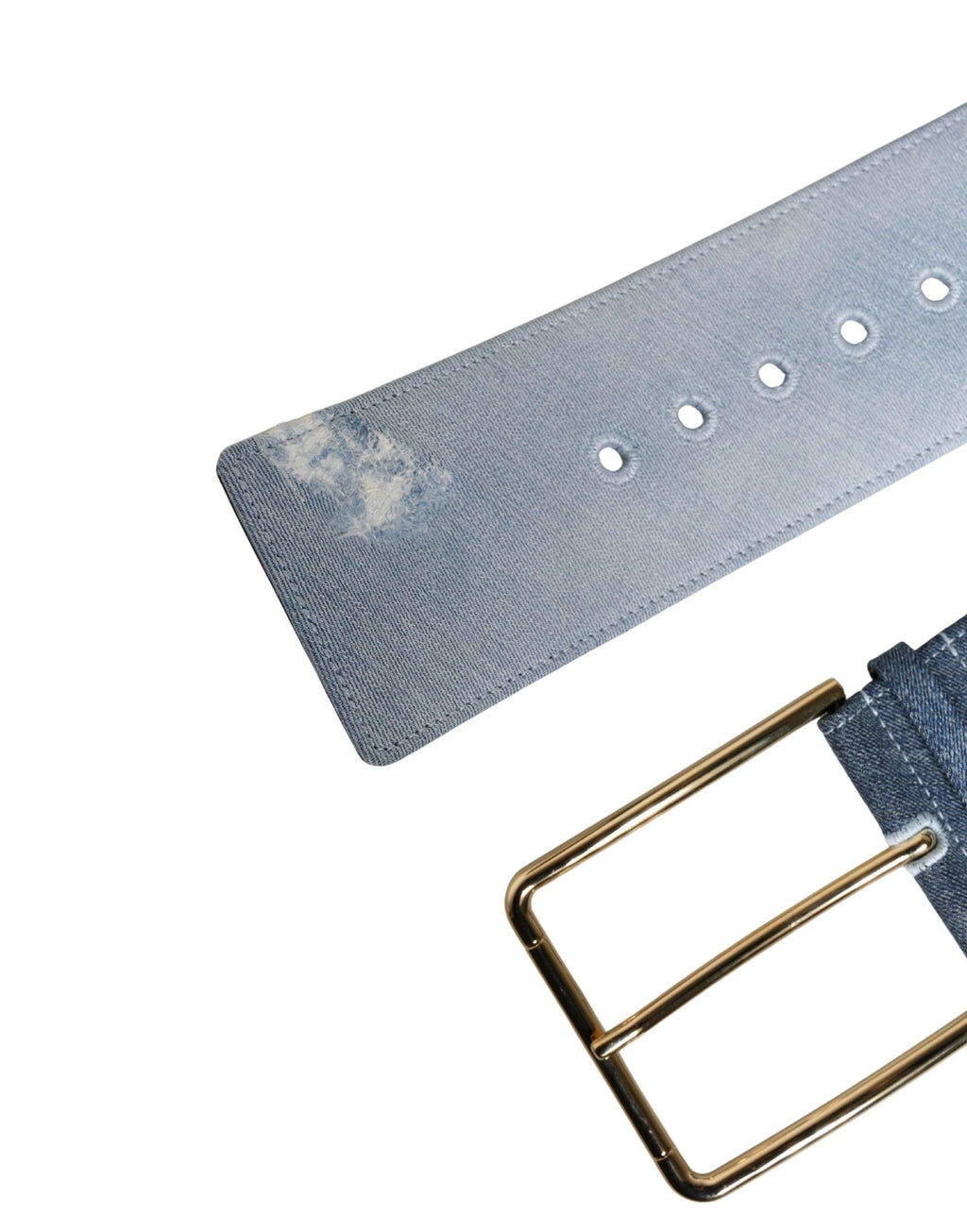 Dolce & Gabbana Blue Two Tone Denim Gold Metal Buckle Belt Dolce & Gabbana
