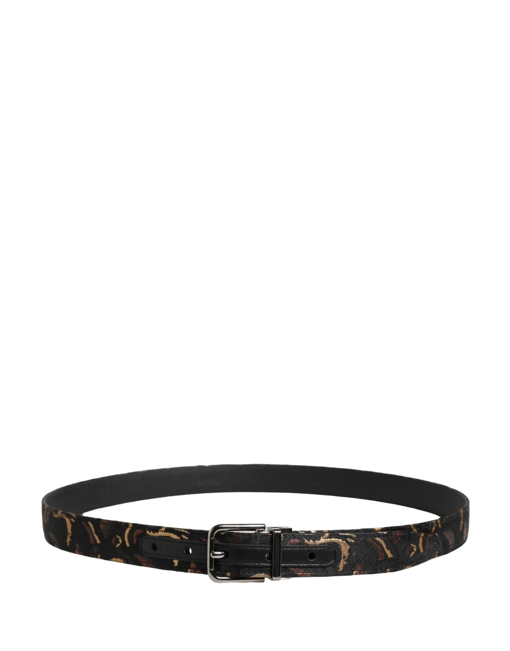 Dolce & Gabbana Multicolor Jacquard Silver Metal Buckle Belt Dolce & Gabbana
