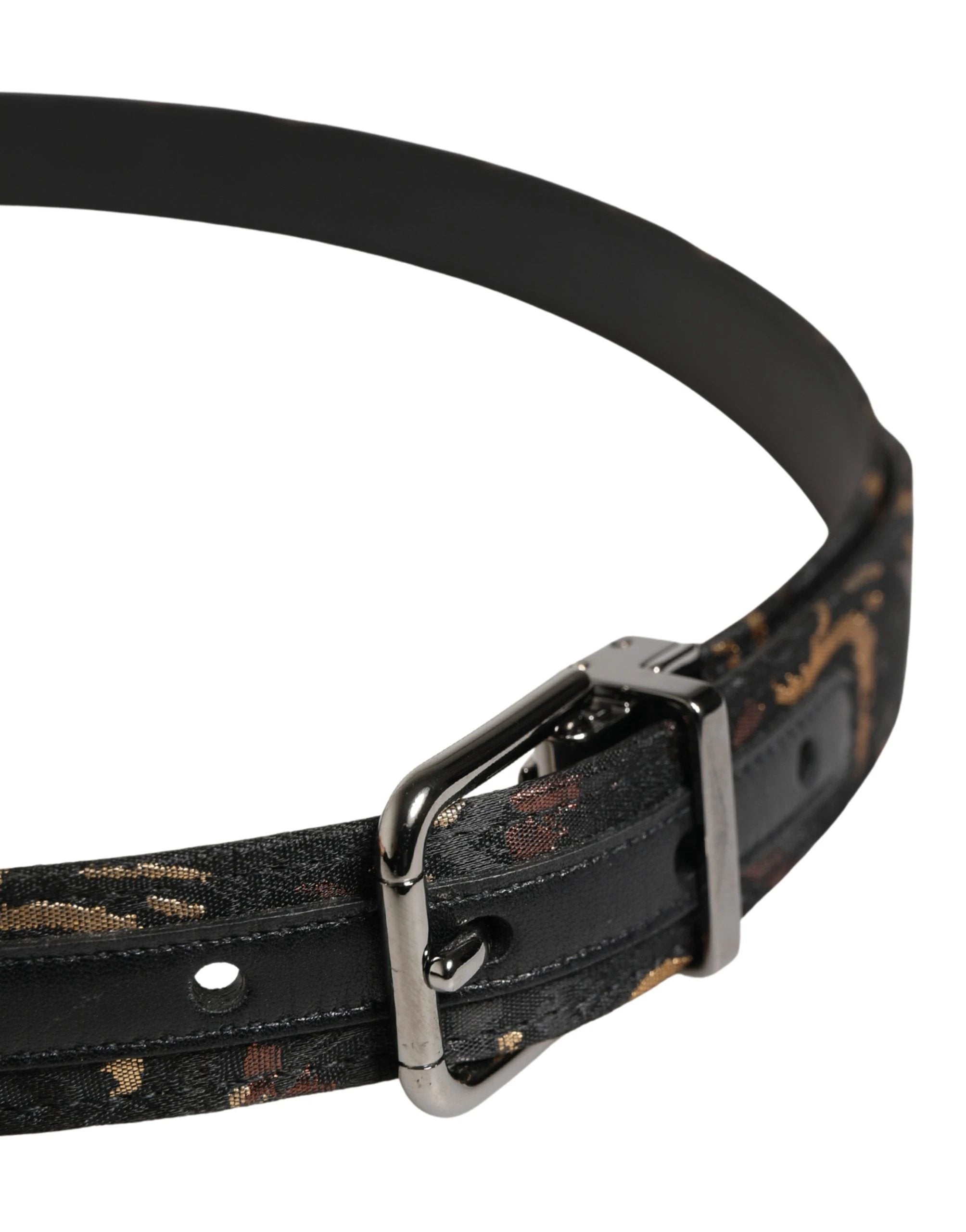 Dolce & Gabbana Multicolor Jacquard Silver Metal Buckle Belt Dolce & Gabbana