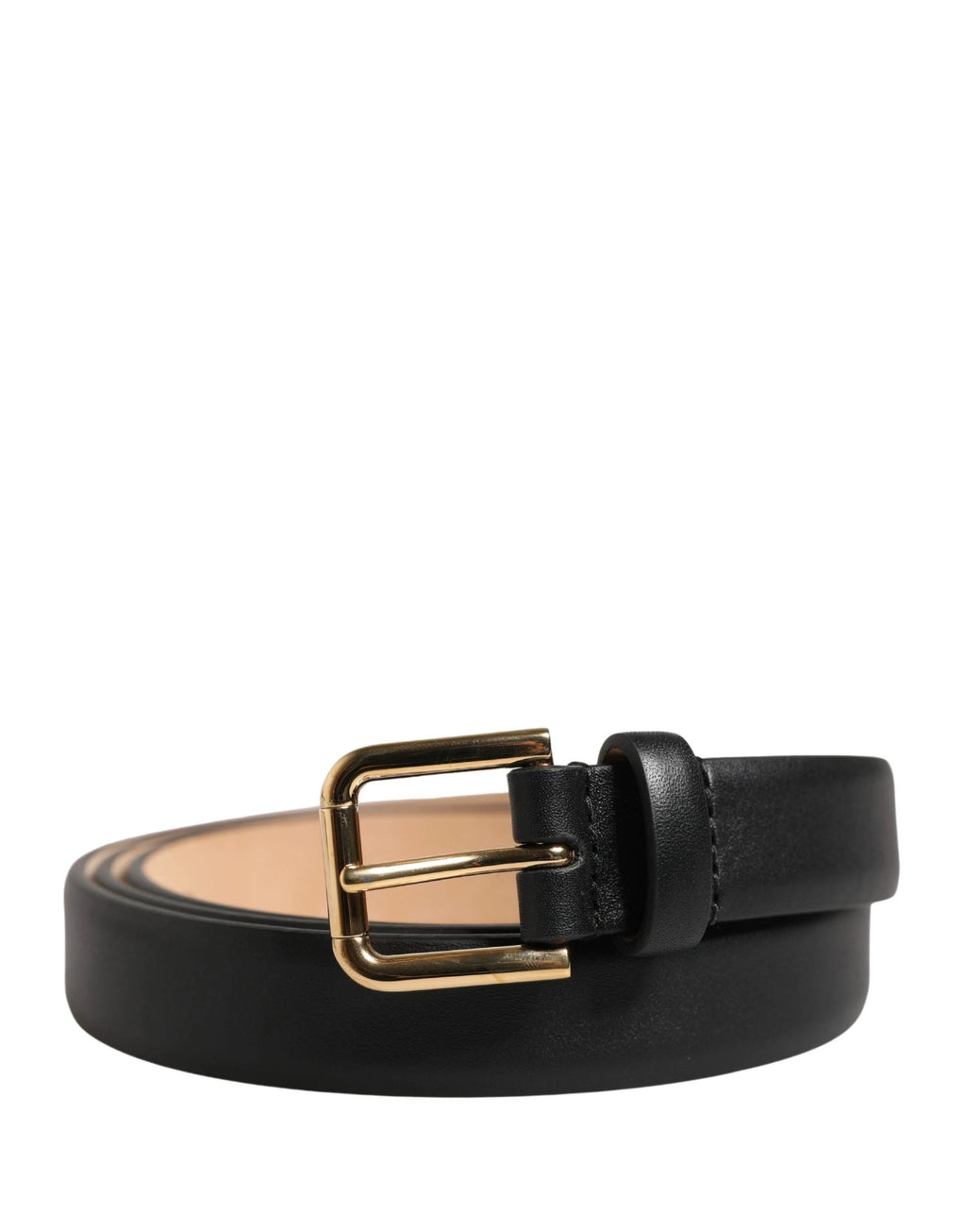 Dolce & Gabbana Black Classic Leather Gold Metal Buckle Belt Dolce & Gabbana