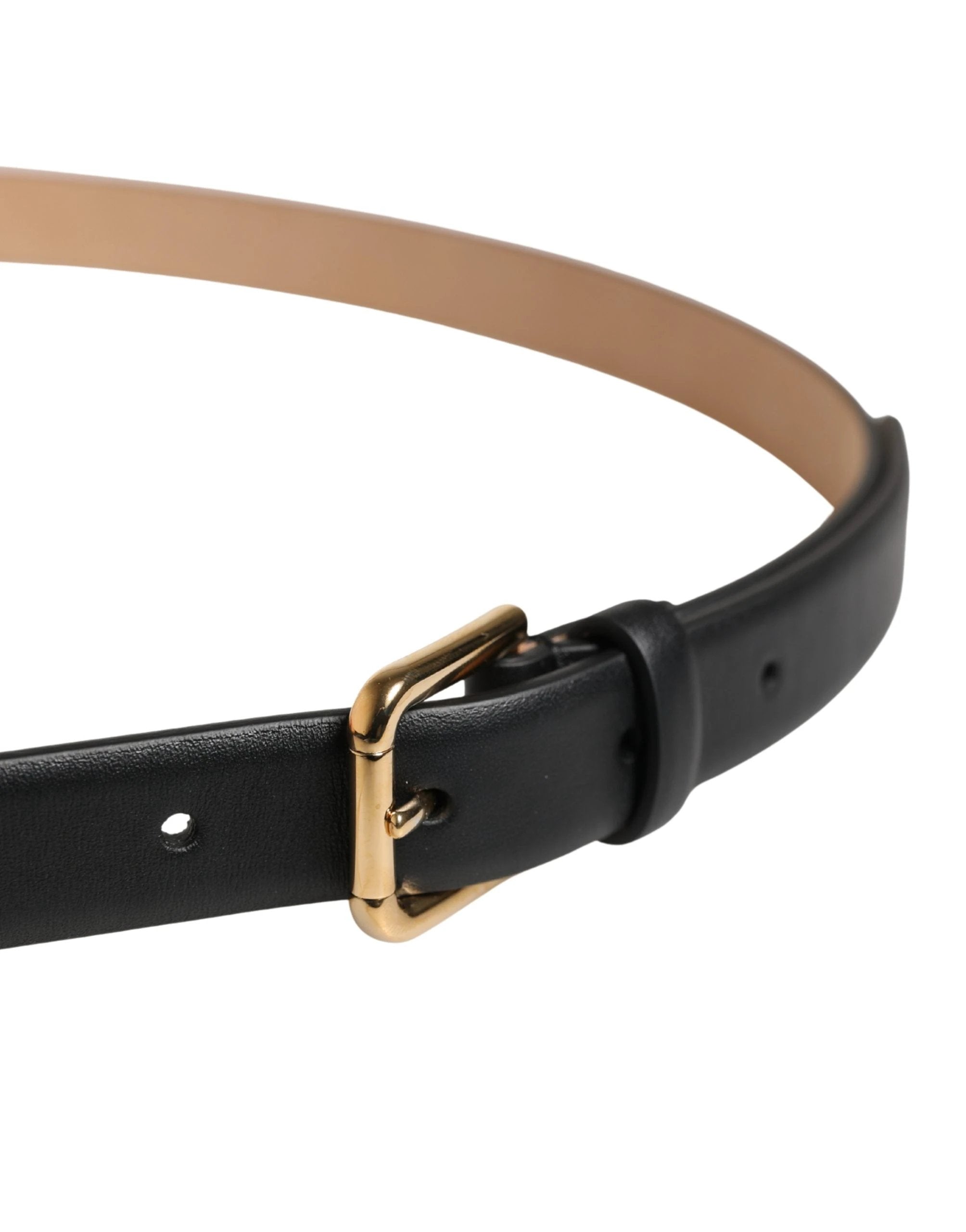 Dolce & Gabbana Black Classic Leather Gold Metal Buckle Belt Dolce & Gabbana