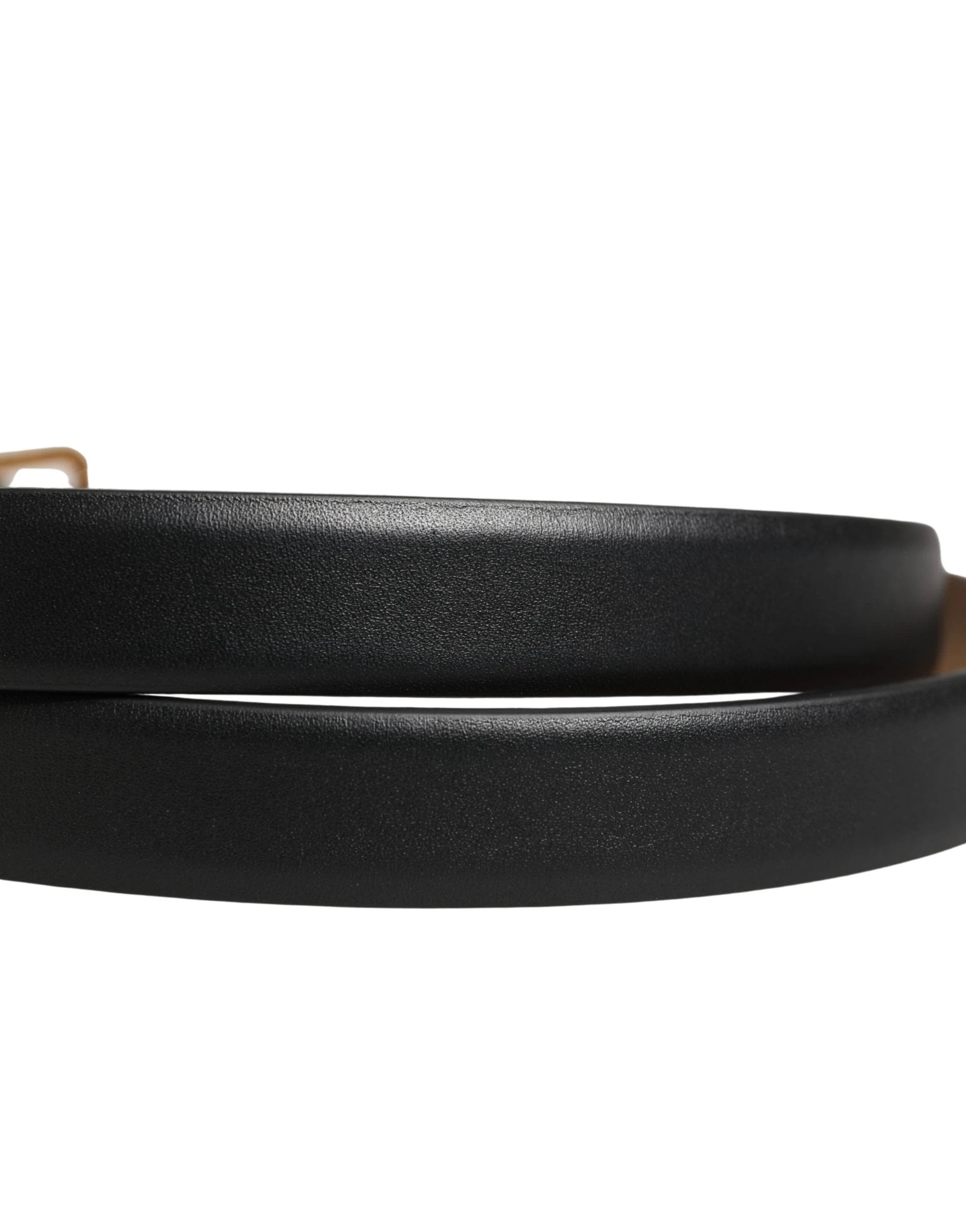 Dolce & Gabbana Black Classic Leather Gold Metal Buckle Belt Dolce & Gabbana
