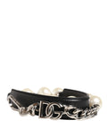 Dolce & Gabbana Black Leather Silver Chain Bag Accessory Shoulder Strap Dolce & Gabbana