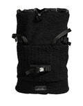 Dolce & Gabbana Black Tricot Wool Blend Duffel Backpack Travel Borse Bag
