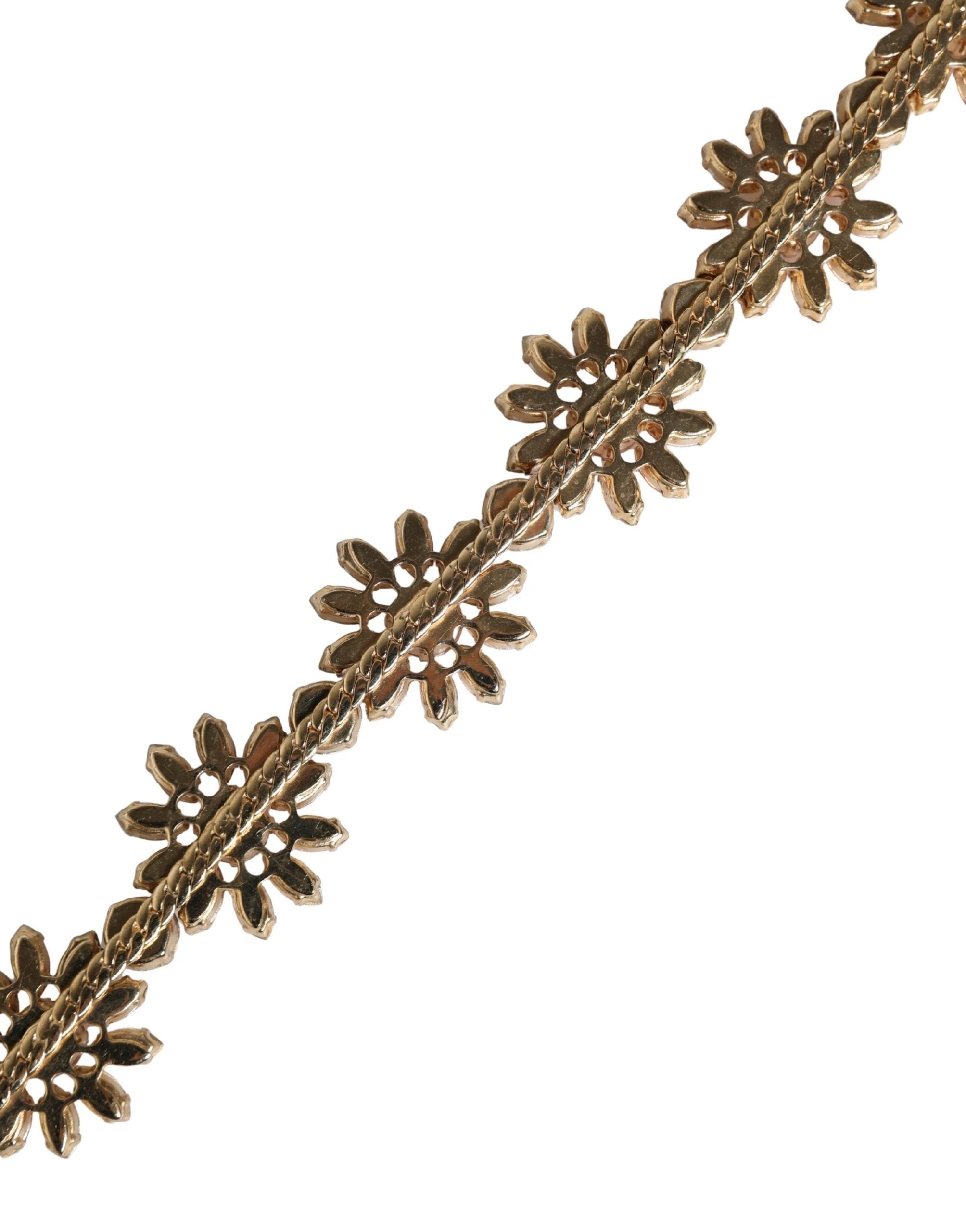 Ceinture Dolce &amp; Gabbana en cuir rouge ornée de cristaux et de marguerites