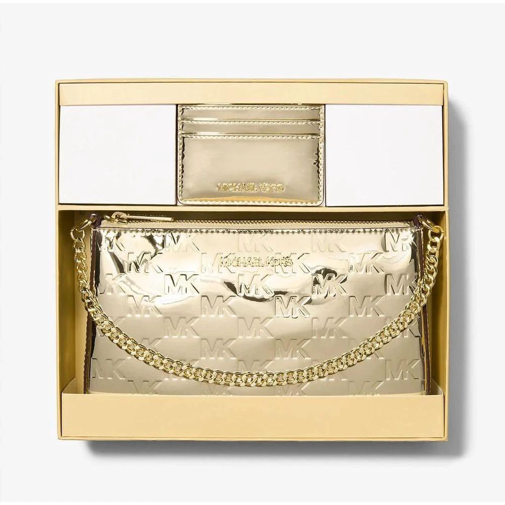 Michael Kors Gold Canvas Clutch Bag