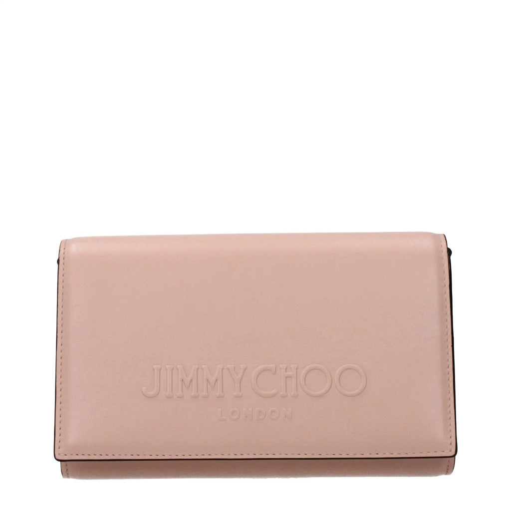 Women’s Pink Leather Clutch Bag – Jimmy Choo Avenue Small Crossbody Powder Pink