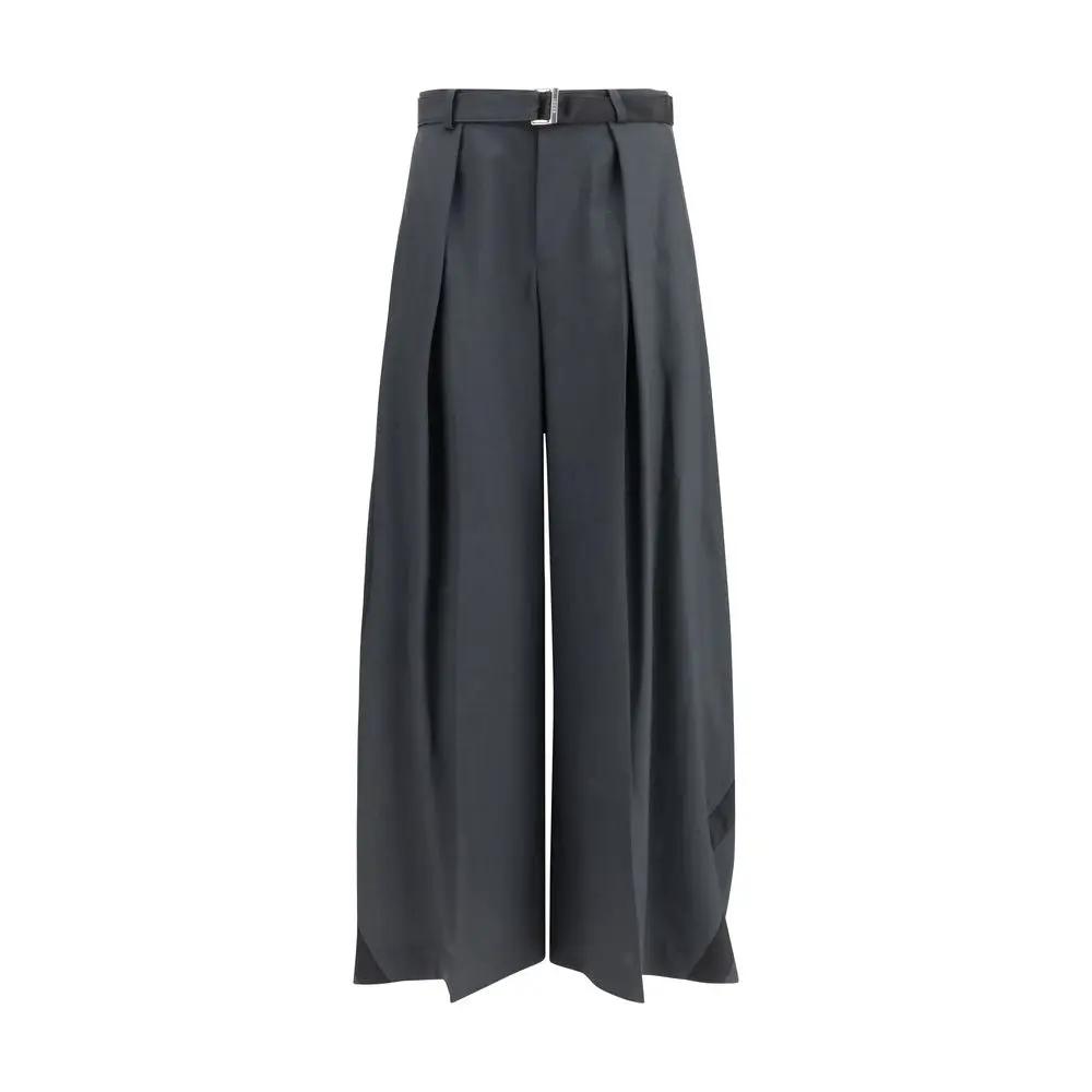Pantalon décontracté gris en polyester Sacai
