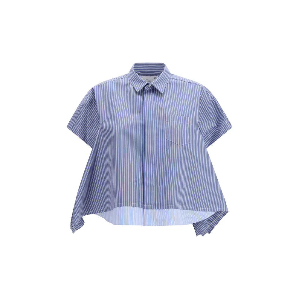 Chemise à manches courtes en coton bleu Sacai