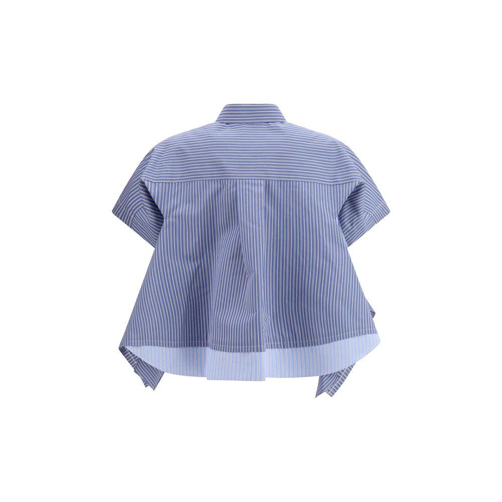 Chemise à manches courtes en coton bleu Sacai