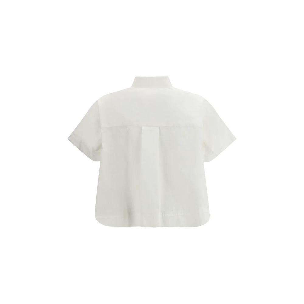 Chemise à manches courtes en coton blanc Sacai