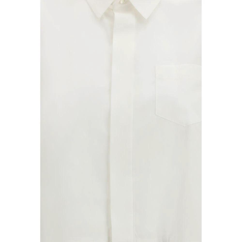Chemise à manches courtes en coton blanc Sacai