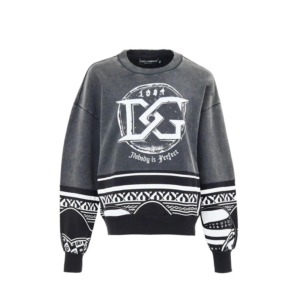 Sweat-shirt noir en coton Dolce &amp; Gabbana