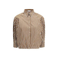 Chemise à motifs en coton marron Brunello Cucinelli