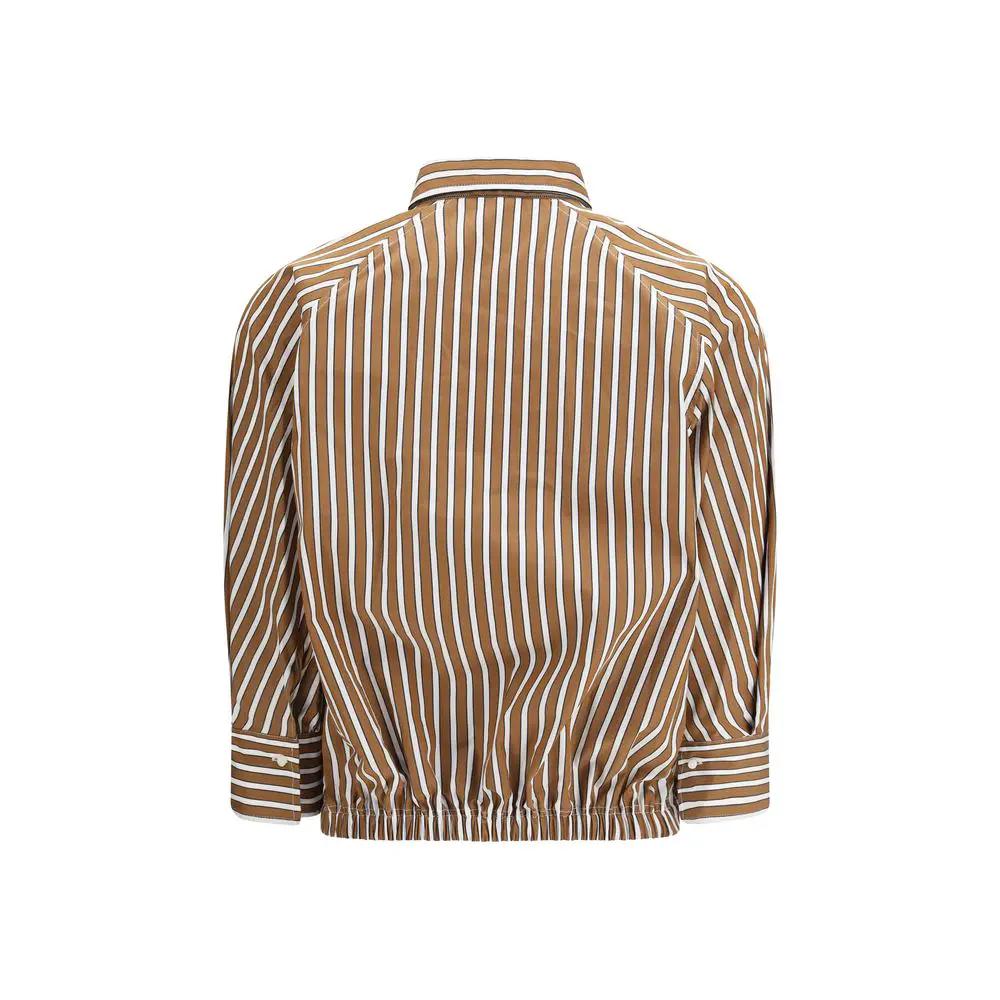 Chemise à motifs en coton marron Brunello Cucinelli